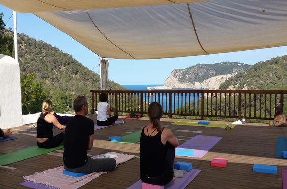 Relax during a yoga class