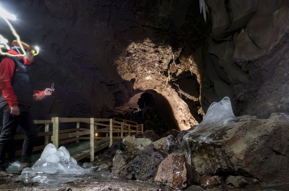 Exploring a volcanic cave