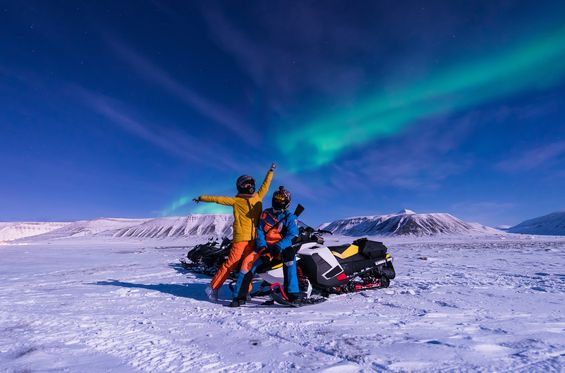 Snowmobiling on a glacier