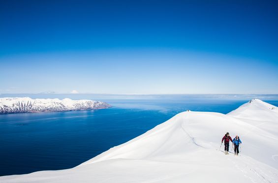 Skiing in front of the Ocean