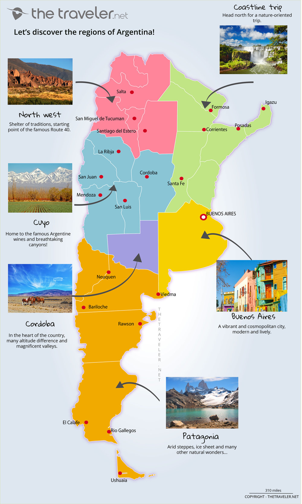 Places to visit Argentina: tourist maps and must-see attractions