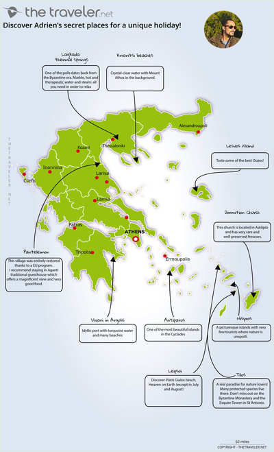 Map Greece of secret places