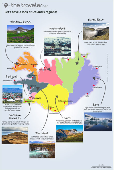 Carte des régions ICELAND