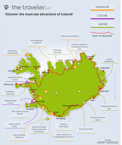 Carte des incontournables ICELAND