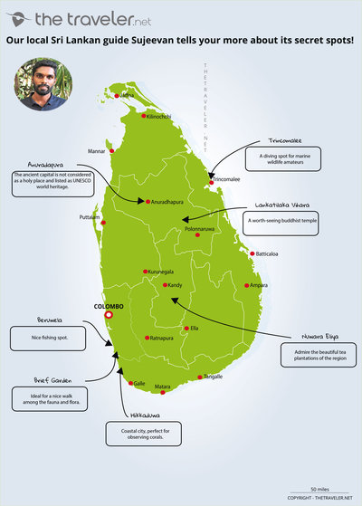 Carte des coins secrets de SRI LANKA