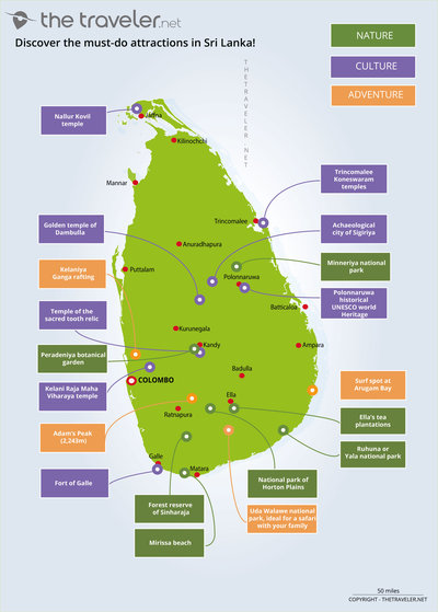 Carte des incontournables SRI LANKA